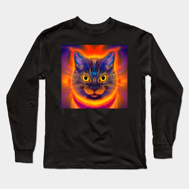 Kosmic Kitty (8) - Trippy Psychedelic Cat Long Sleeve T-Shirt by TheThirdEye